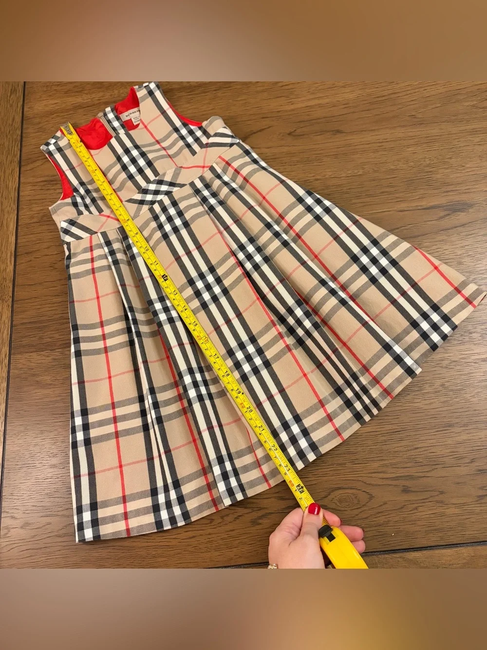 Authentic BURBERRY Girls Dress Nova Check Gorgeous Red Lining Child Kid 4-5 yrs